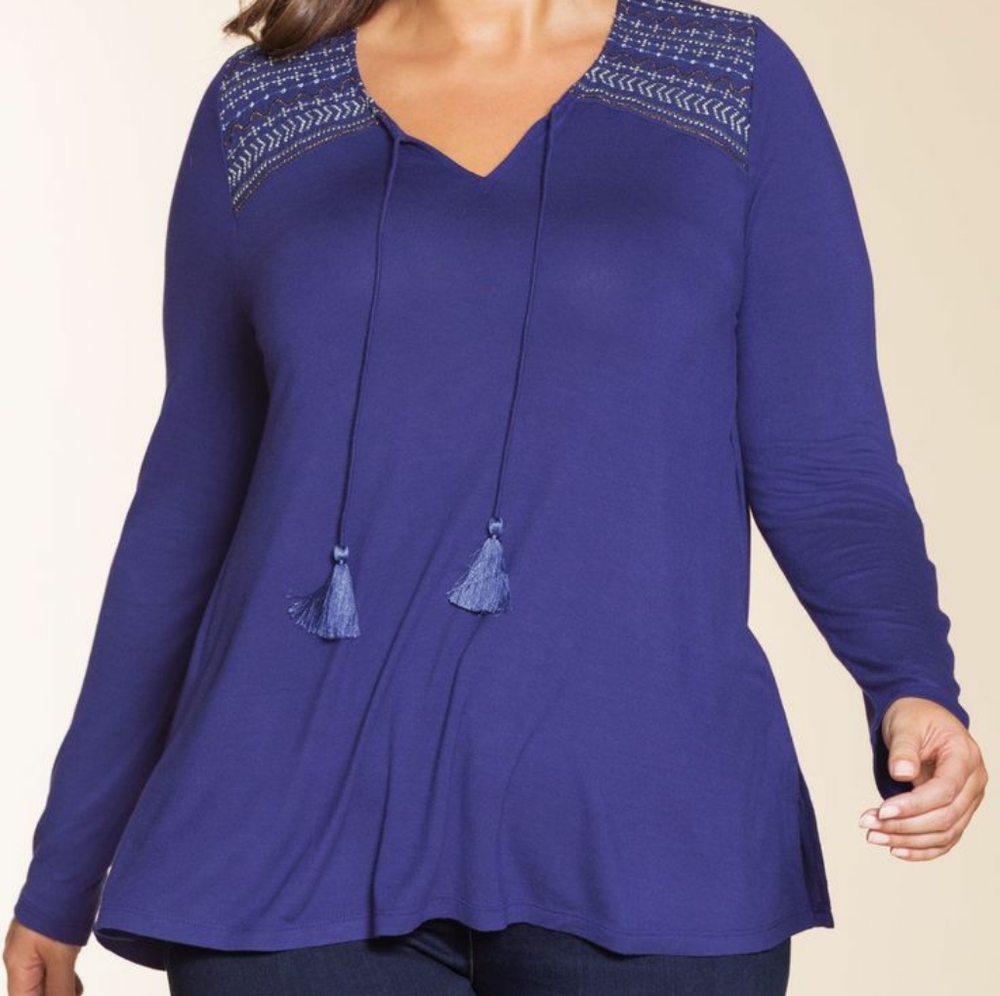 Metallic embroidered tunic